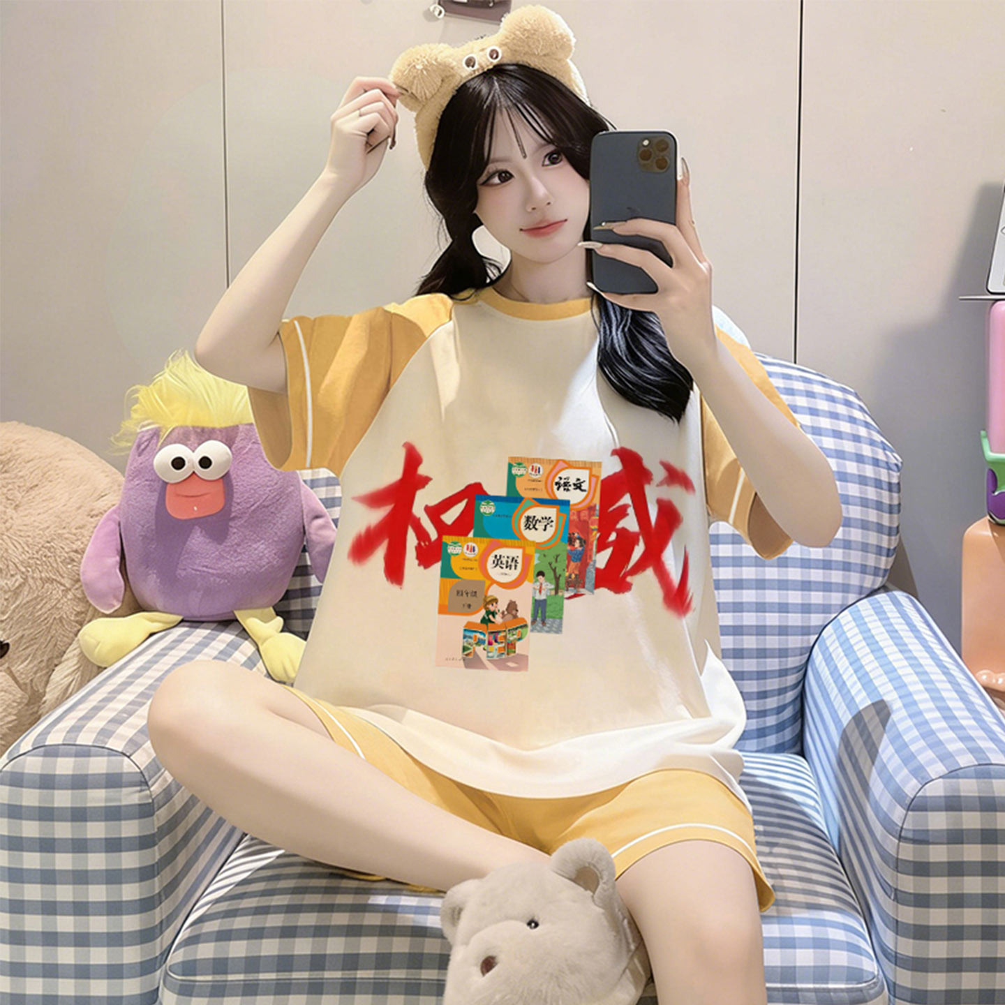 搞怪纯棉夏季短袖睡衣权威家居服