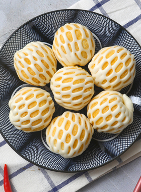 厂家直销广东特色差点蜂巢肉松包肉松芝麻馅广式速冷冻包子10个袋