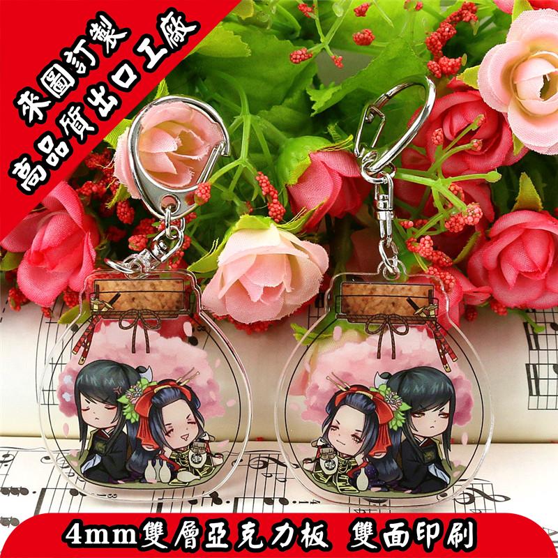 镭射  夜光 亚克力挂件 双层双面透明钥匙扣 夜光  三层板材工艺