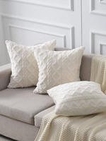 Plush Nordic-style ins cushions, sofa cushions, living room backrest cushions, white cream-style pillowcase without core on the bed thumbnail 7