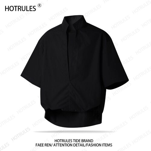 HOTRULES假两件短袖衬衫男士夏季薄款2026新款设计感宽松休闲衬衣