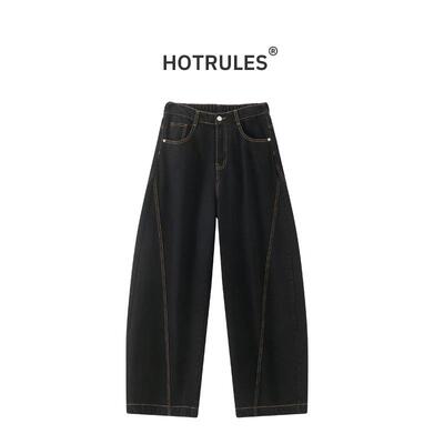 HOTRULES美式复古明线弯刀牛仔裤