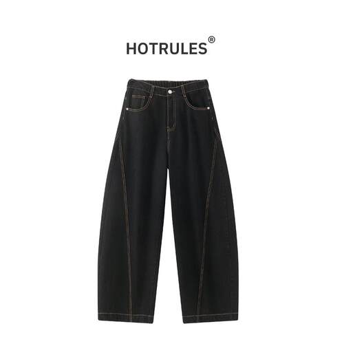 HOTRULES美式复古明线弯刀牛仔裤