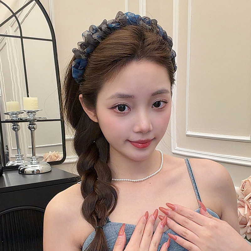 碎花欧根纱波浪发箍女图片