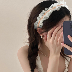 2025新款高颅顶发箍女头箍压发卡发捆头饰发旅褶皱适合短发显脸小