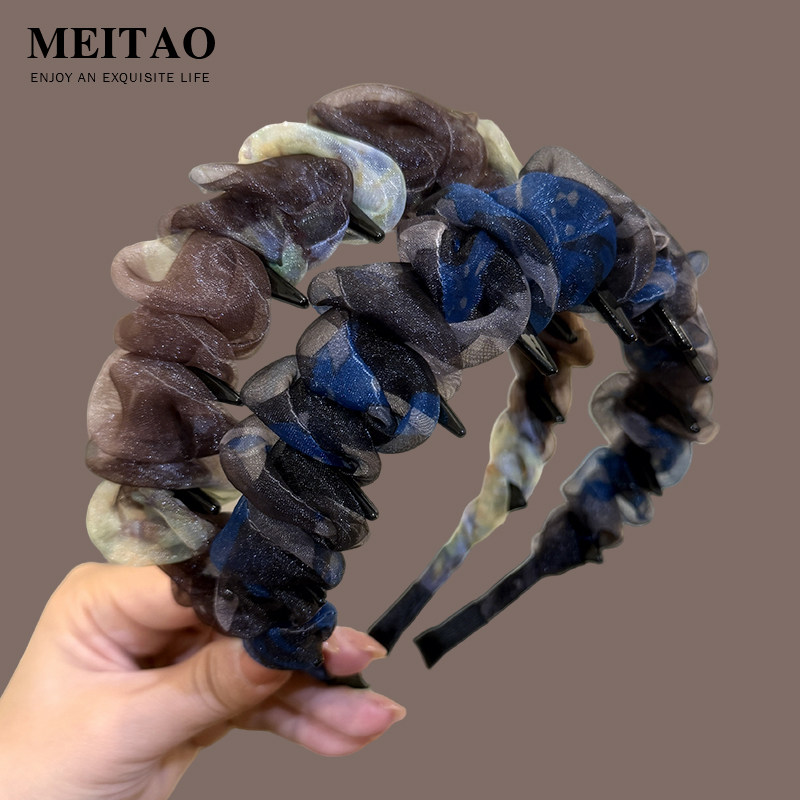 碎花欧根纱波浪发箍女图片