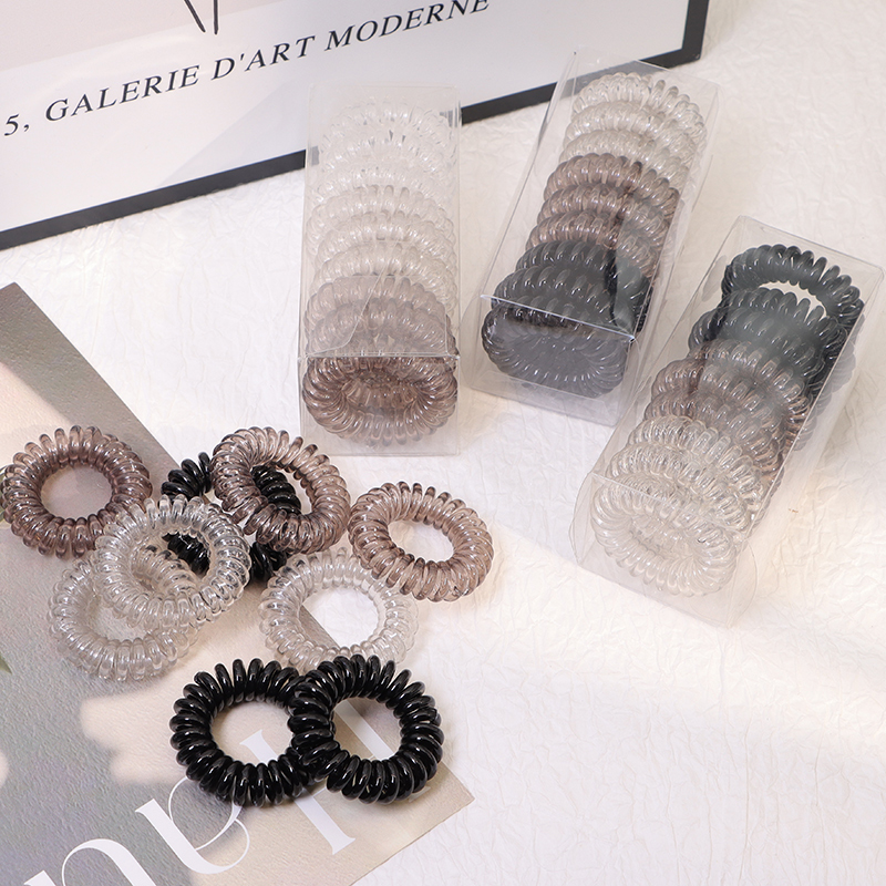 简约ins风电话线发绳发圈皮筋扎头高弹力不勒头发橡皮筋无痕头绳