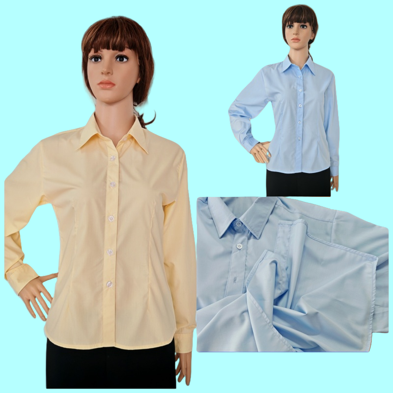 浅蓝色长袖薄款女装衬衫蛋黄衬衣
