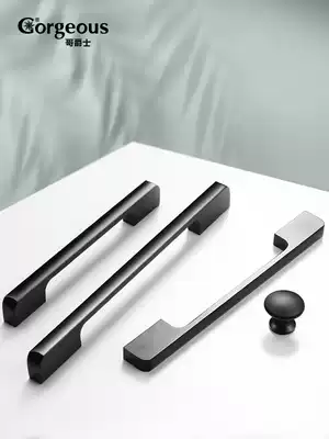 Modern minimalist cabinet door handle drawer single hole cabinet integral cabinet wardrobe door handle European black solid extension