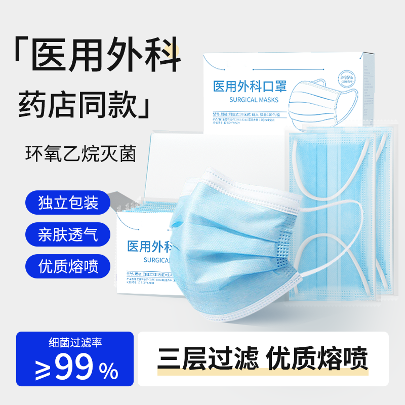 医用外科口罩三层灭菌级独立包装