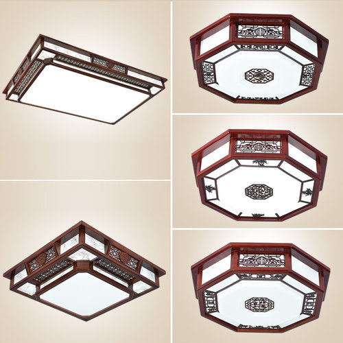 智能中山灯具木艺饭店家用正方形
