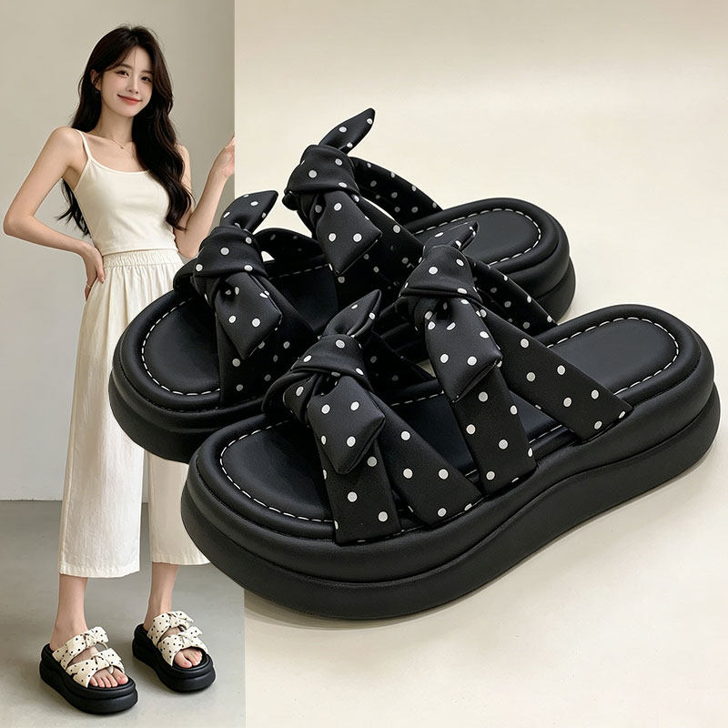 松糕厚底拖鞋女夏外穿高级感配裙子2026新款蝴蝶结凉鞋一字凉拖鞋