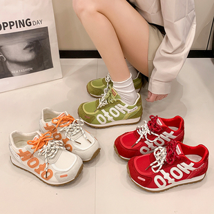 轻便百搭透气网面增高运动鞋 复古超火德训鞋 女2026春季 新款 阿甘鞋