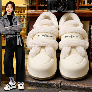 魔术贴爆款加绒加厚保暖棉鞋子韩版新款秋冬圆头百搭厚底小白鞋女