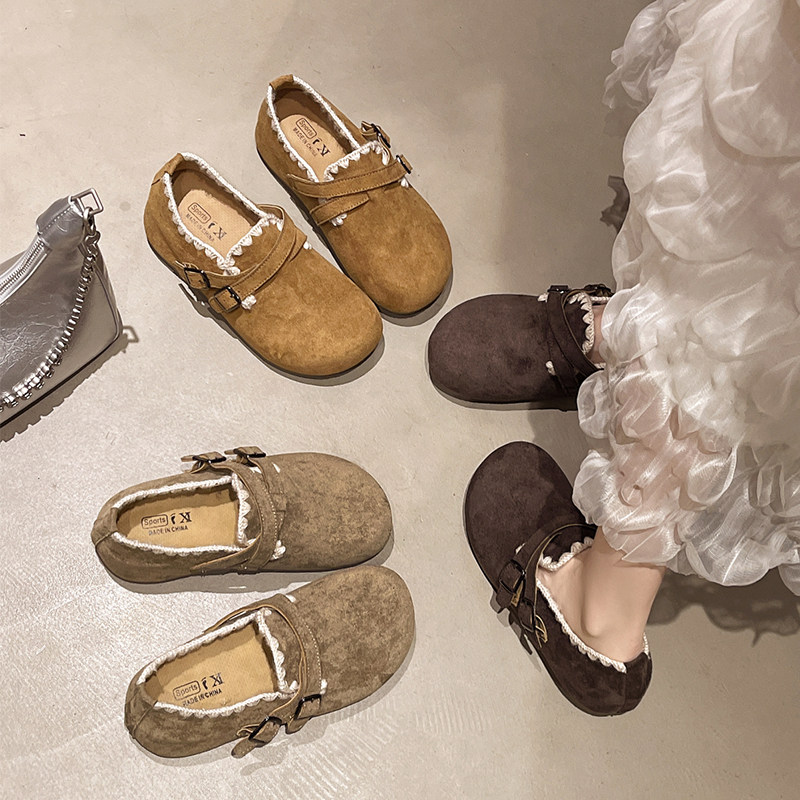 复古厚底全包勃肯鞋女款2026春秋新款内增高配裙子一脚蹬博肯单鞋