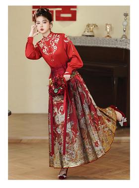 SHE ER新中式国风高端红色织金马面裙结婚礼服新娘敬酒服大人汉服