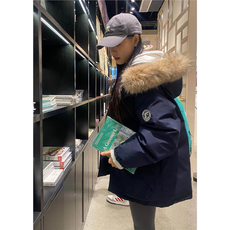 SHE ER小个子毛领加厚羽绒服女士2024年冬新款韩版休闲宽松学生保