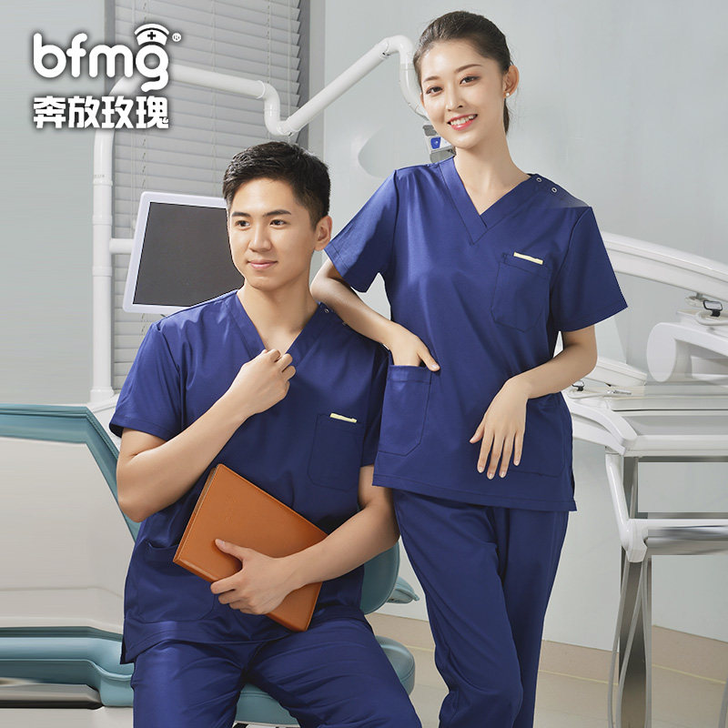 洗手衣女短袖隔离衣牙科口腔医师工作服宠物医生套装刷手服手术衣