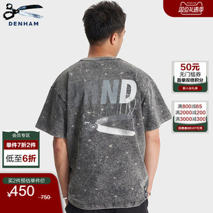 WIND 男复古休闲白黑色短袖 AND 联名25年秋季 T恤 SEA新款 DENHAMx