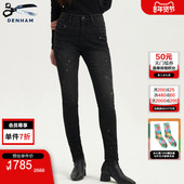 DENHAM秋冬女士复古紧身显瘦高腰深灰色剪刀牛仔裤 NEEDLE