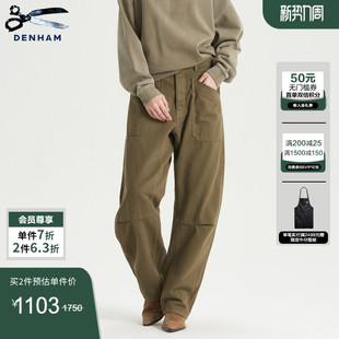 休闲裤 DENHAM春夏季 裤 工装 女士宽松棉质复古橄榄绿色长裤