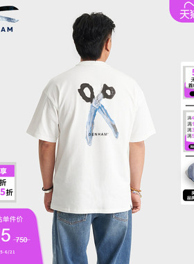 DENHAM2026年夏季男士新款白色剪刀logo休闲简约宽松短袖T恤