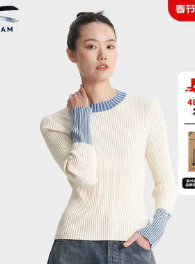 DENHAM2026年早春新款女士简约休闲撞色修身柔软微弹精致针织衫