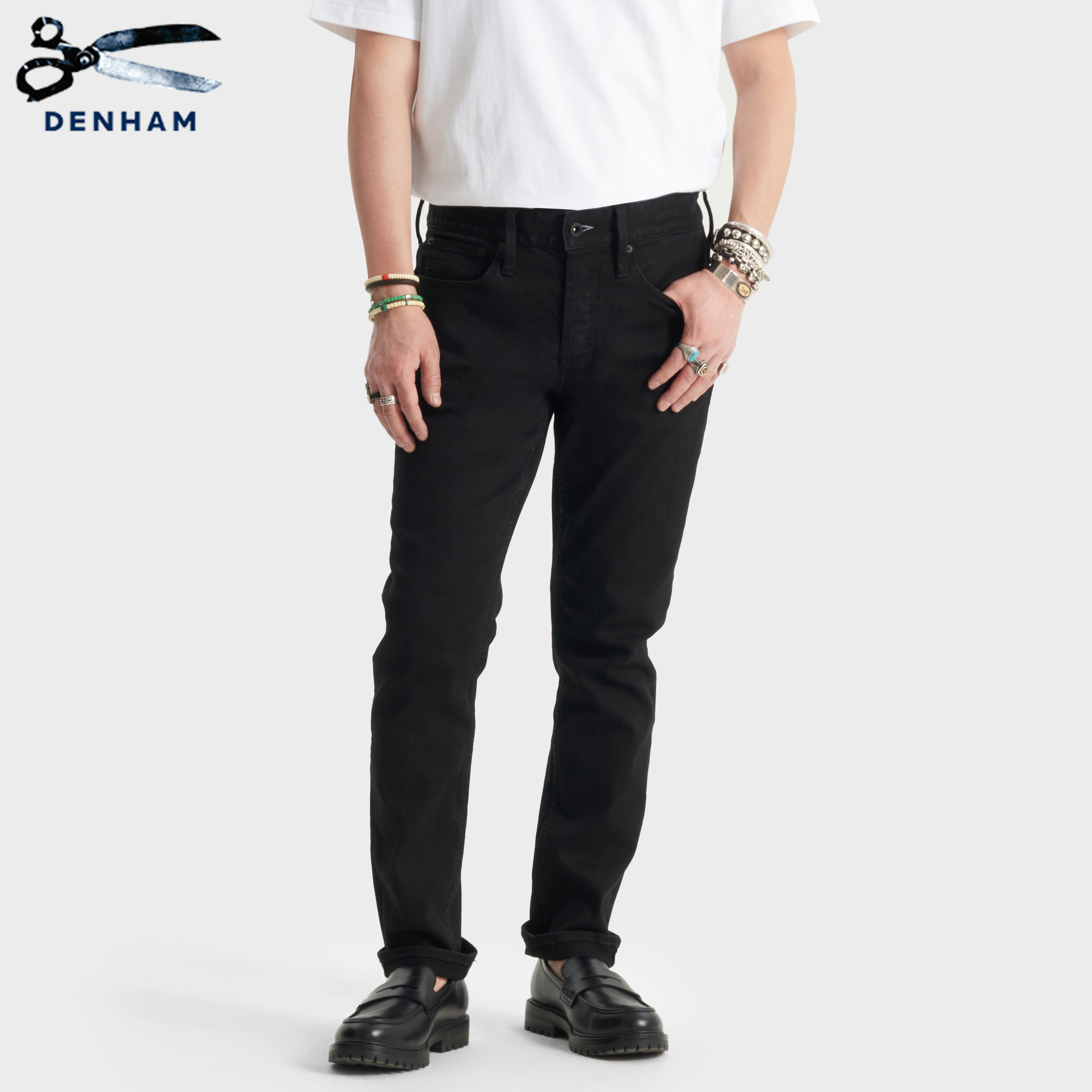 DENHAM意大利Candiani黑色牛仔裤