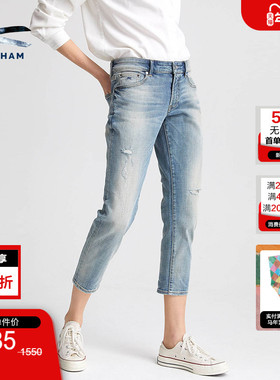 DENHAM秋冬女士时尚复古潮流破洞水洗宽松直筒中腰牛仔裤MONROE