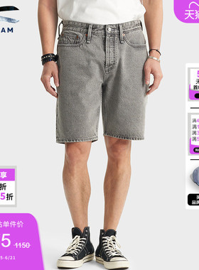DENHAM夏季男士休闲宽松直筒水洗灰色牛仔裤短裤DAGGER