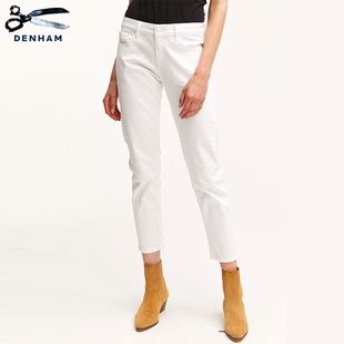 LIZ ANKLE 极简纯白色直筒中腰九分烟管牛仔裤 DENHAM女士短款