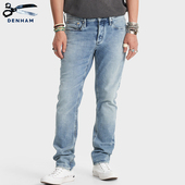 微锥中腰牛仔裤 DENHAM2025年秋冬男士 复古磨白水洗舒适修身 RAZOR