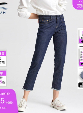 DENHAM女士CANDIANI复古经典深蓝色原牛直筒牛仔裤LIZANKLE