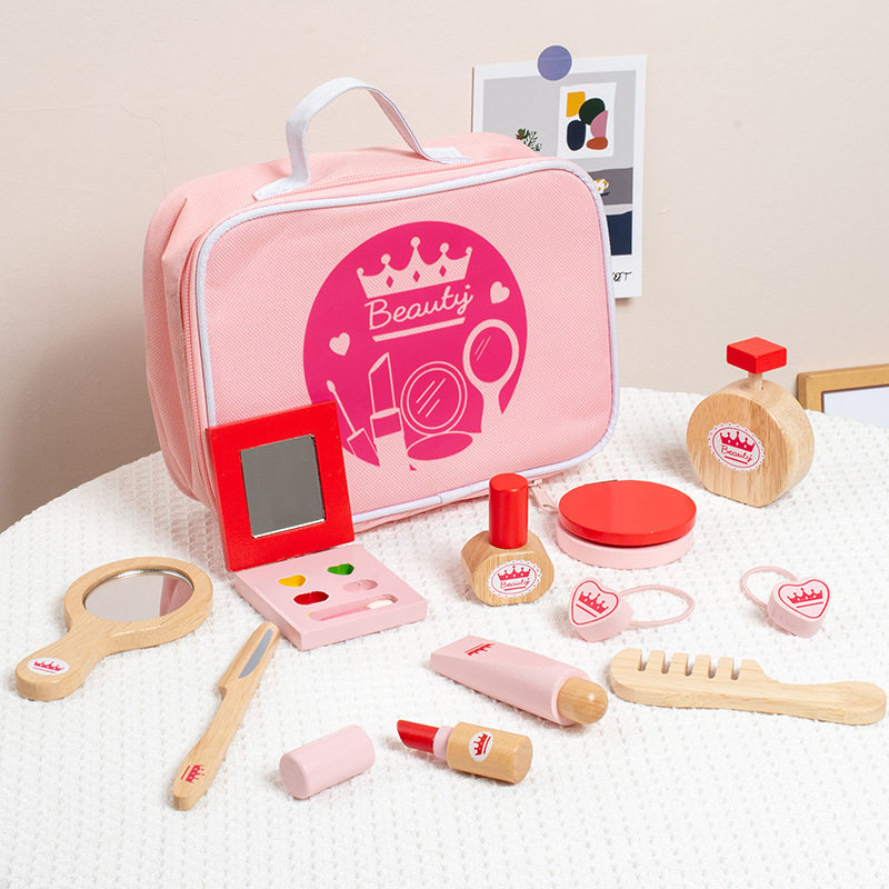 仿真化妆品木制女孩过家家梳妆 彩妆玩具化妆包套装培养兴趣爱好