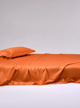 全棉50支双股贡缎长绒棉素色单件魅力橙色床单纯棉纯色圆角被单