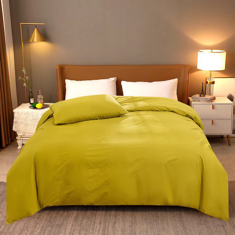 四季款全棉简约素色姜黄色单品被套纯棉斜纹环保印染净面纯色被罩