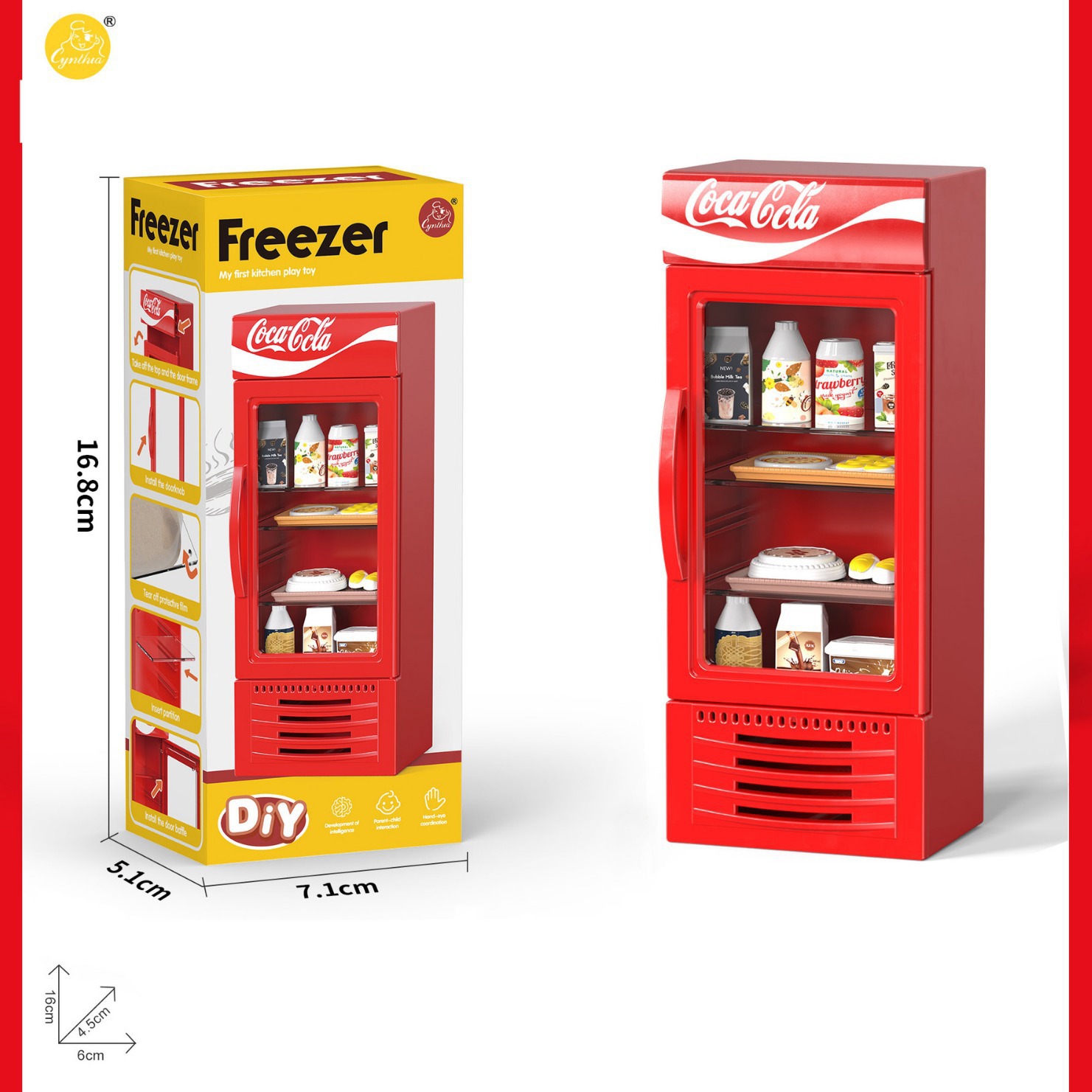 过家家厨房家电冰箱玩具可口可乐饮料售卖机冰柜模型微缩食玩