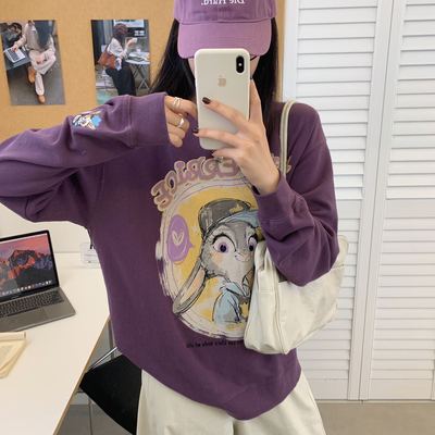 秋季印花卡通兔纯棉毛圈韩版卫衣