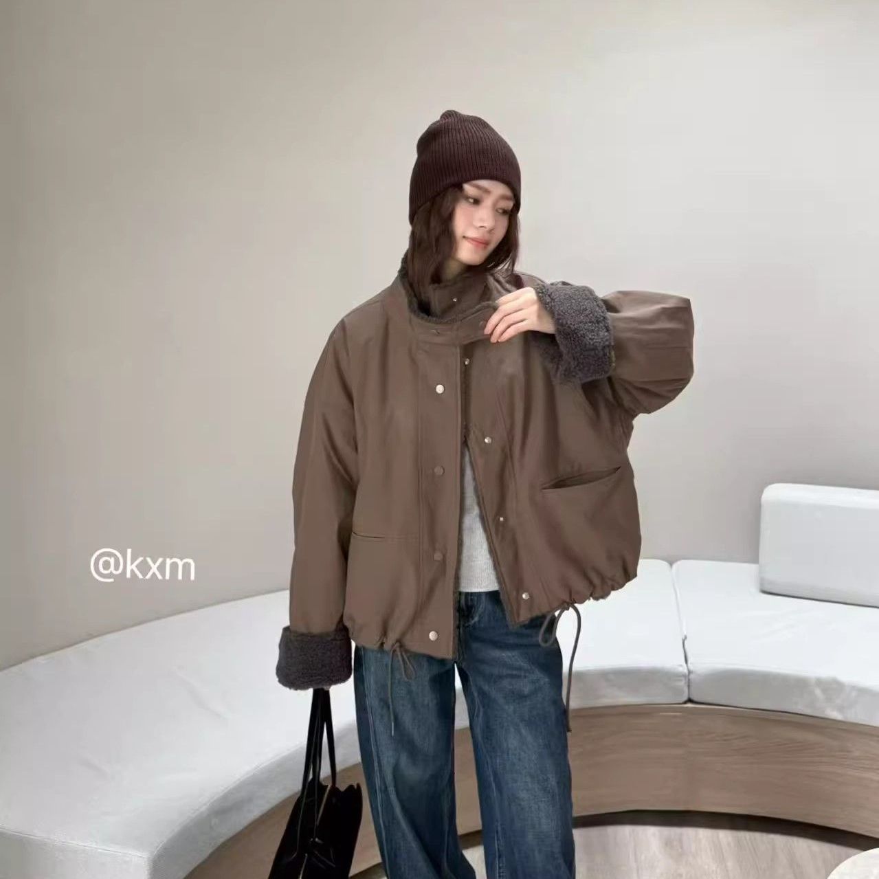 欧洲站复古派克加厚羊羔