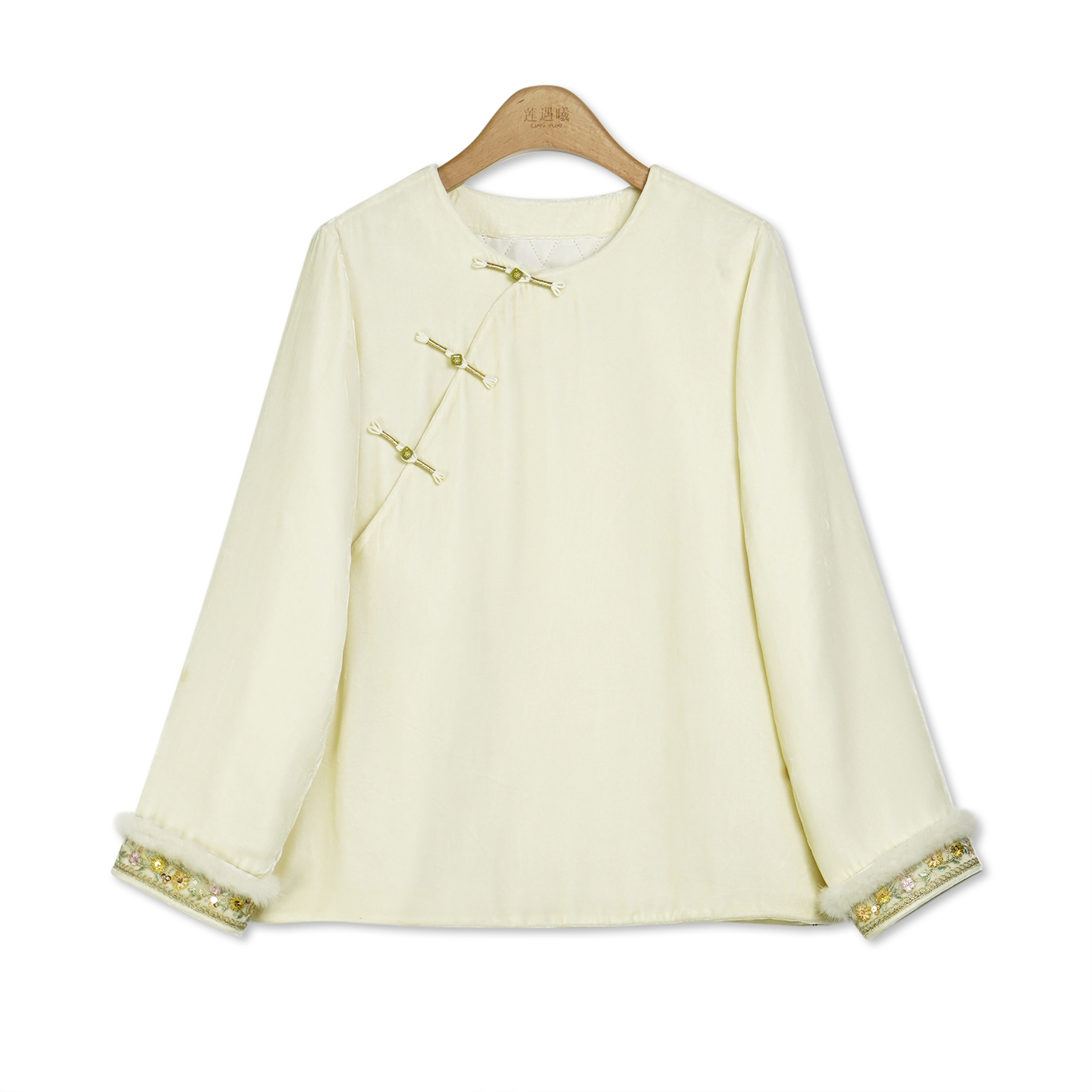 衣慕白色丝绒夹棉外套 新中式国风女装1j1266581