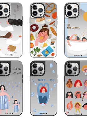 CASEGIRL联名Eggplants淋雨一起走适用苹果16ProMax手机壳iPhone15pro磁吸14plus镜面13防摔12网红11潮牌XR女