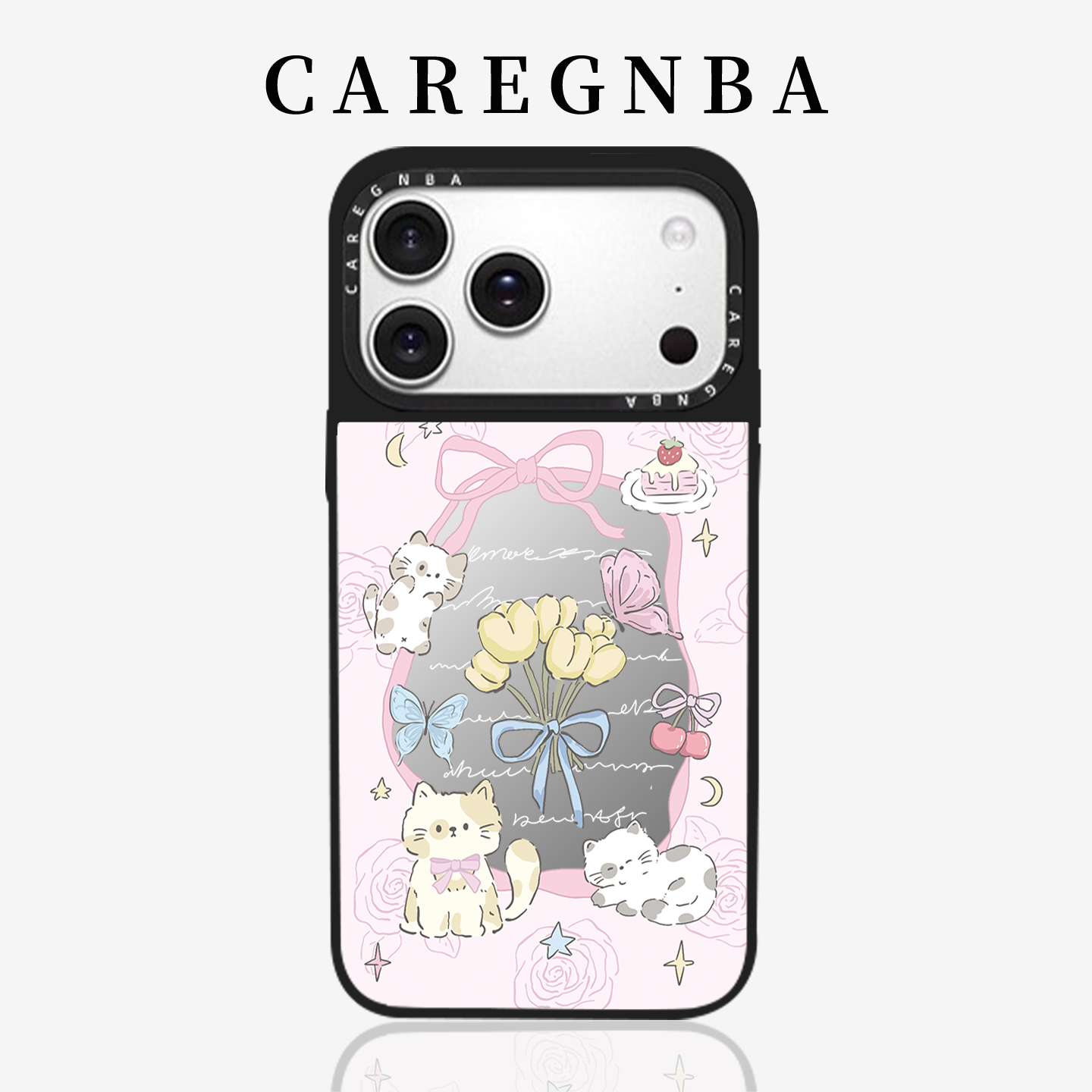 CAREGNBA联名猫咪蝴蝶结适用苹果16ProMax手机壳iP