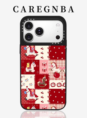 马年红色格纹小马适用于苹果17ProMax手机壳iPhone16pro全包相机ai键15pro防摔保护套14磁吸13卡通12女11/XS