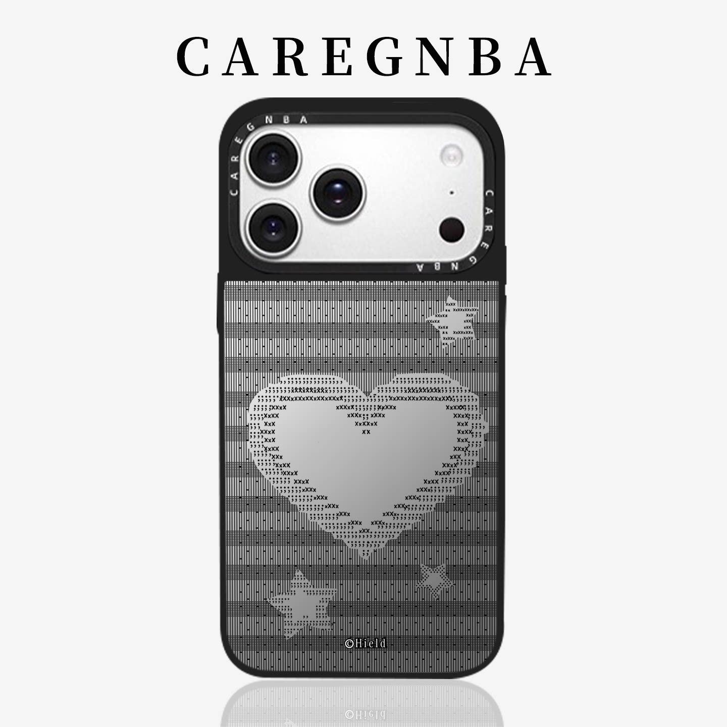 CAREGNBA联名灰色蕾丝镂空爱心适用苹果18ProMax手机壳iPhone17pro全包ai按键16pro防摔15plus磁吸14防摔13