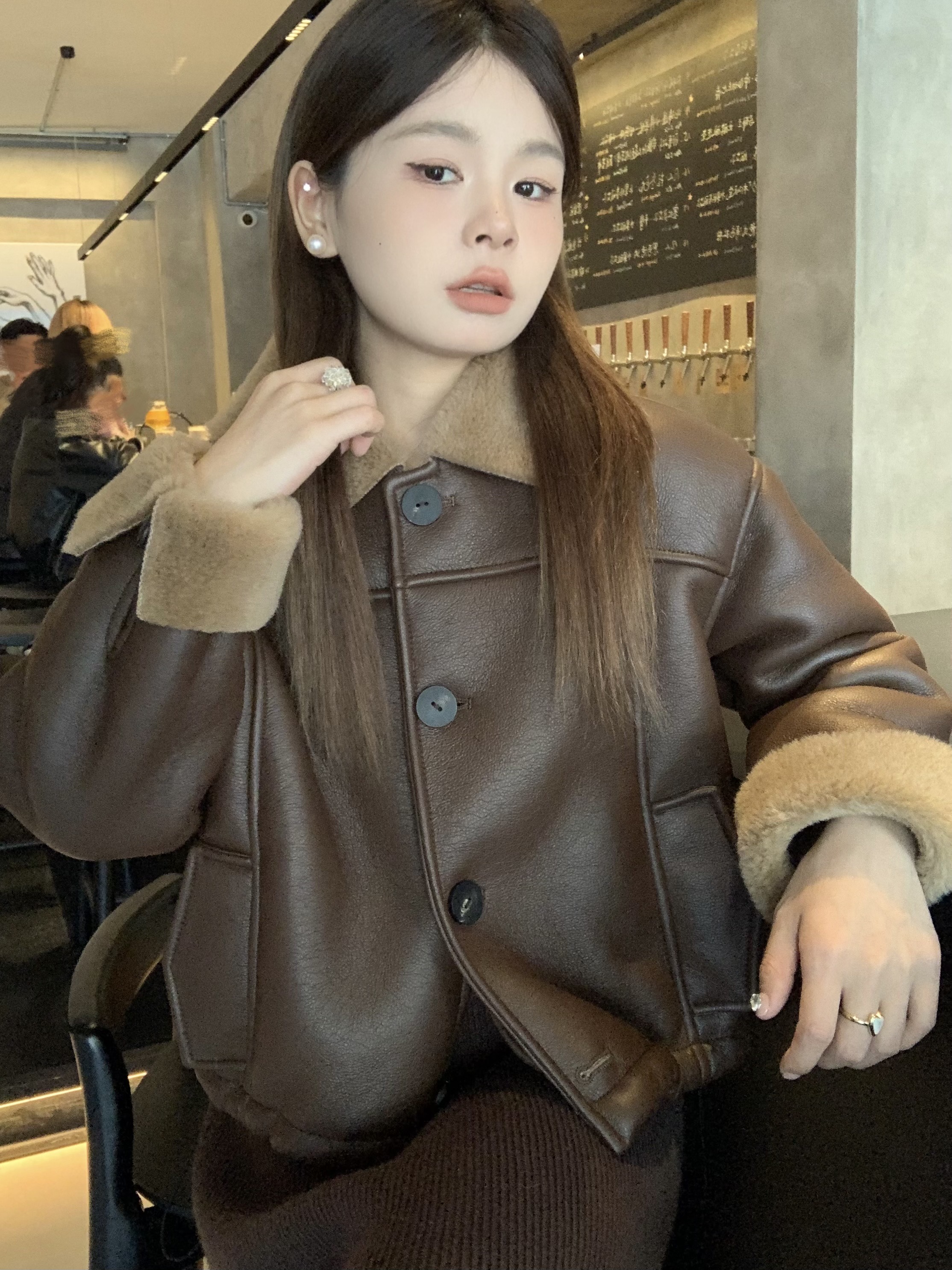 皮衣外套机车宽松小个子