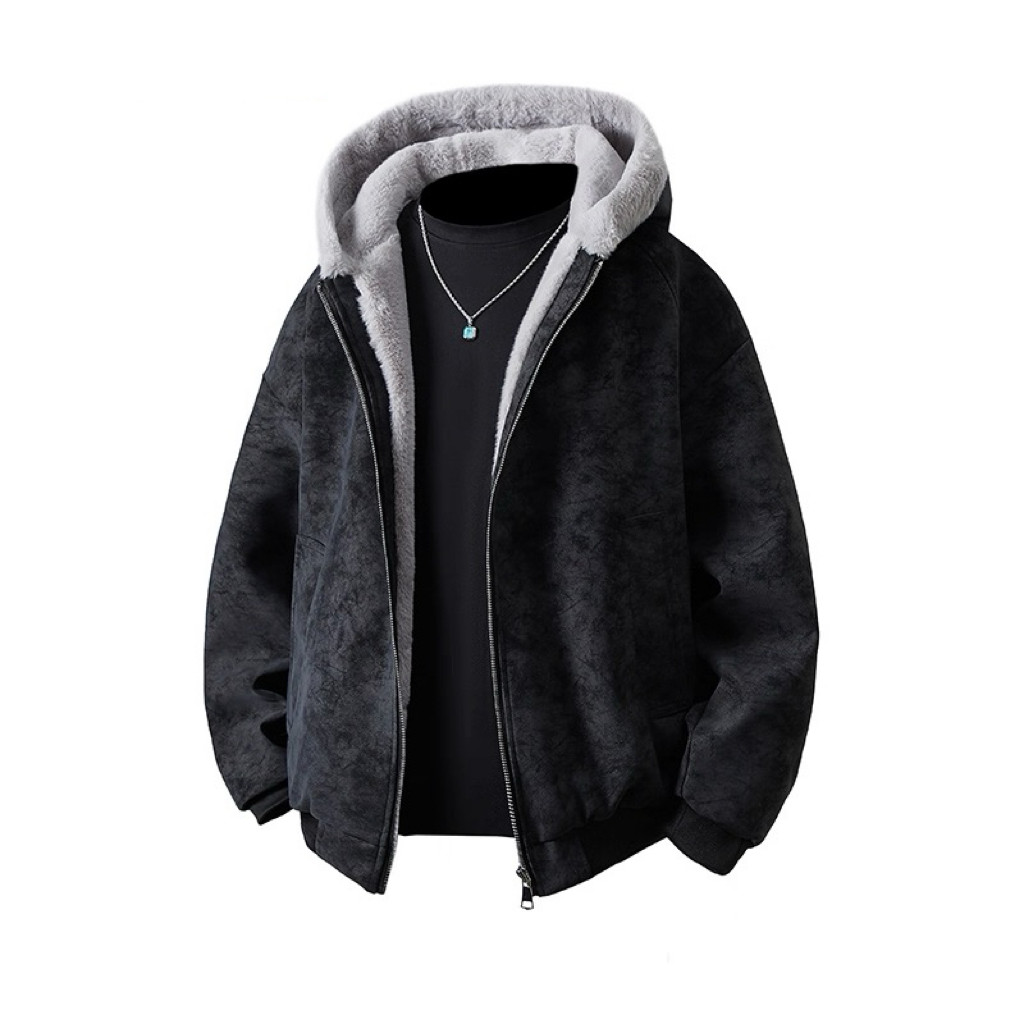 毛领PU皮衣棉服男女冬季加绒棉衣