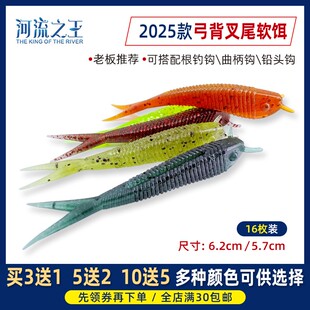河流之王25新款弓背型叉尾路亚软饵加盐加腥鳜鱼鲈鱼饵专攻卡罗