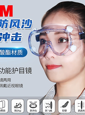3M正品1621防尘护目镜1621AF防粉尘灰尘打磨防油漆农药液体喷溅