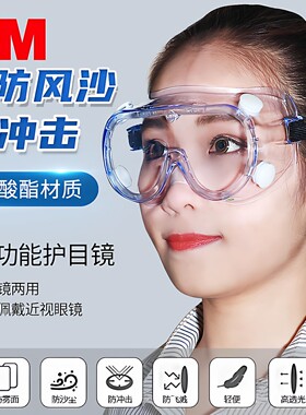 3M正品1621防尘护目镜1621AF防粉尘灰尘打磨防油漆农药液体喷溅