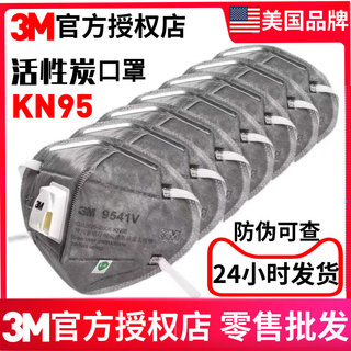 3M活性炭防甲醛口罩9542防尘N95二手烟9541V孕妇专用KN95装修喷漆